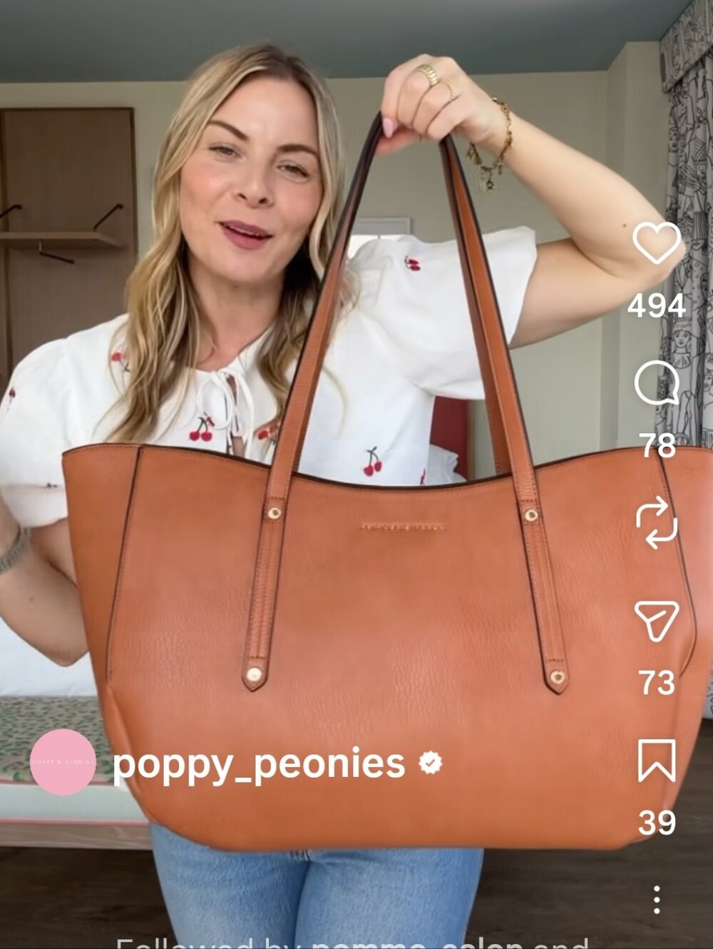 ISO Poppy & Peonies Muse Black Or Brown Leather Tote